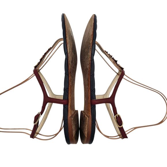 Chanel CC Star T Strap Thong Flat Sandal Navy Red Quilt Leather 40 C US 9 9.5 - Picture 6 of 12